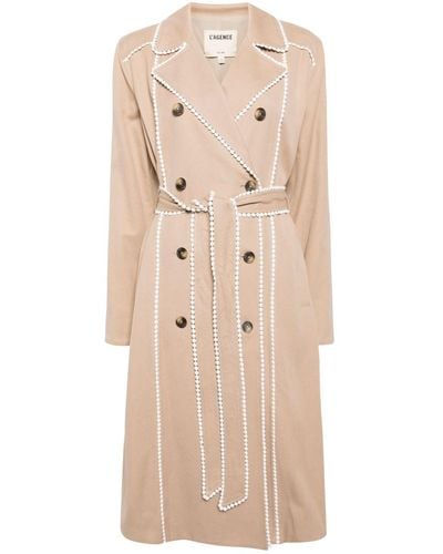 L'Agence Double-breasted Cotton Trench Coat - Natural