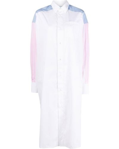 Maison Kitsuné Colour-block Cotton Shirt Dress - White