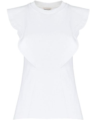 Alexander McQueen T-Shirt With Ruffle Detail - White