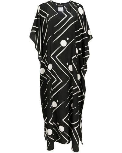 Adriana Degreas Deco Geometric-print Kaftan Dress - Black