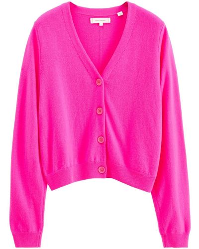 Chinti & Parker Cropped Wool Blend Cardigan - Pink