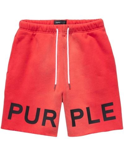 Purple Brand Logo-print Cotton Track Shorts - Red