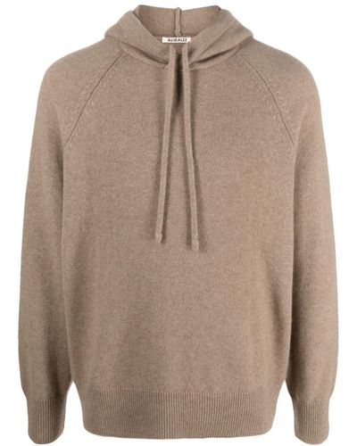 AURALEE Drawstring Cashmere Hoodie - Brown