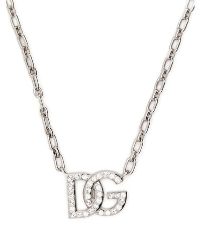Dolce & Gabbana Logo-charm Chain-link Necklace - Metallic