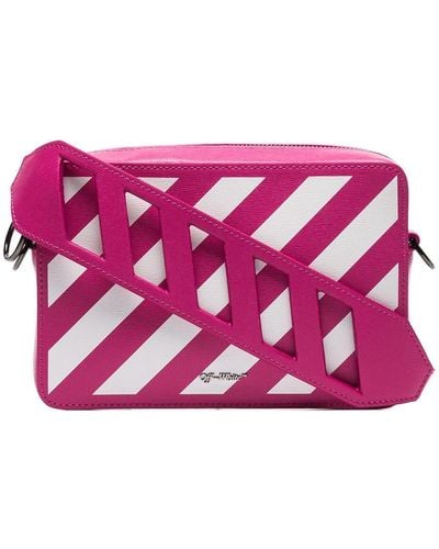 Off-White c/o Virgil Abloh Pink Leather Diagonal Striped Belt Bag