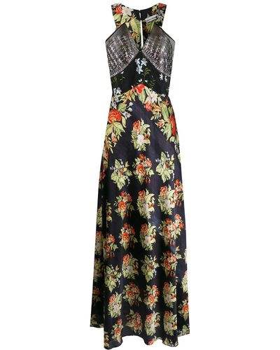 Rabanne Floral Print Maxi Dress - Black