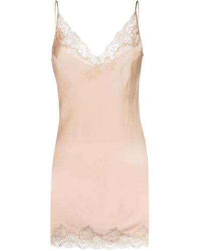 Carine Gilson Lace-trim Silk Slip Dress - Natural