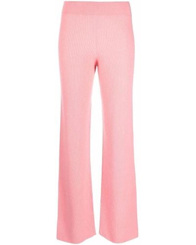 Allude Ribbed-knit Cashmere Pants - Pink