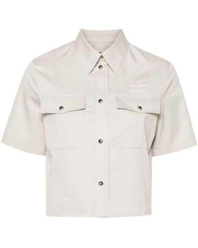 Miu Miu Cropped Cotton Shirt - White