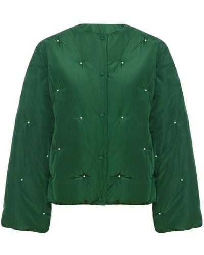 Sleeper Faux Pearl-embellished Bomber Jacket - Green