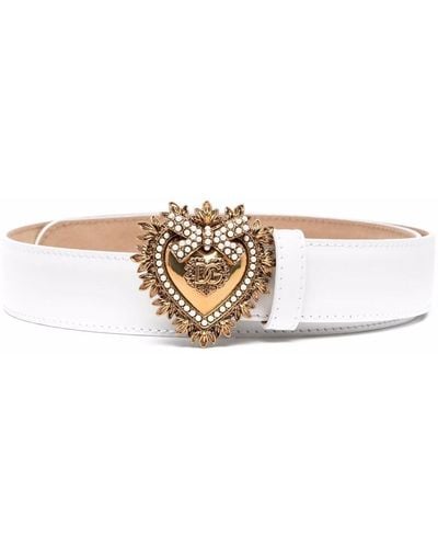 Dolce & Gabbana Heart Buckle Belt - White
