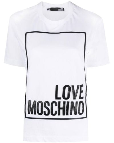 Love Moschino T-Shirt mit Logo-Print - Weiß
