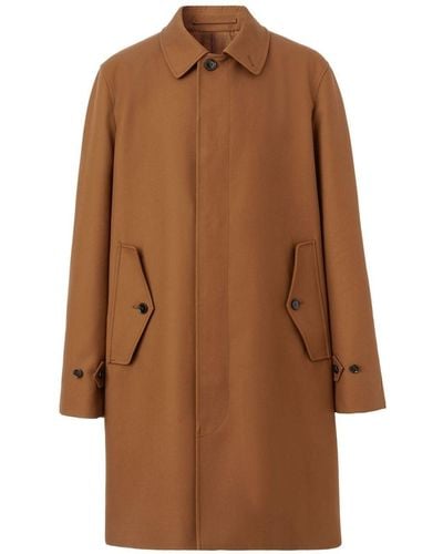 Burberry Logo Crest Embroidered Cotton Coat - Brown