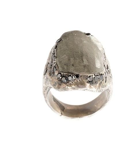 Tobias Wistisen Silberring mit schwarzem Diamanten - Grau