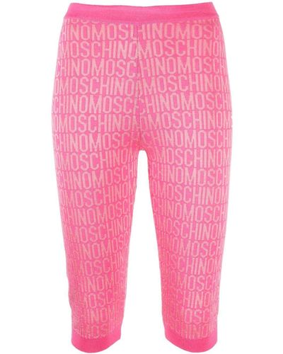 Moschino Monogram-print Knitted leggings - Pink