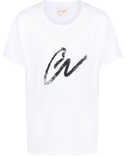 Greg Lauren T-Shirt mit Logo-Print - Weiß