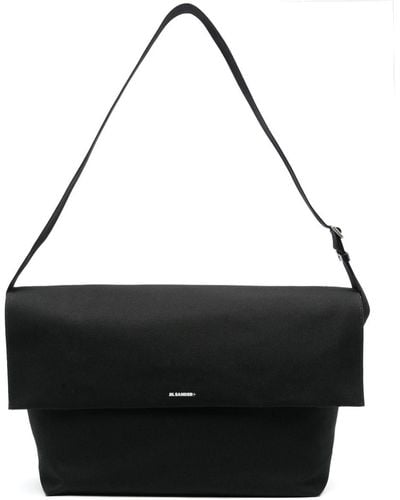 Jil Sander Bolso de hombro entretejido con logo - Negro