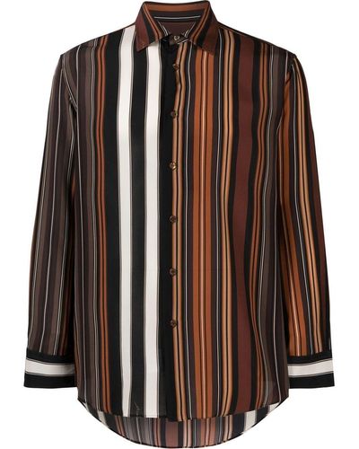 Etro Striped Long-sleeve Silk Shirt - Brown