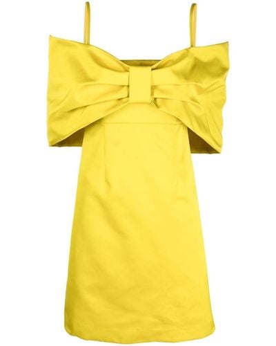 P.A.R.O.S.H. Bow-detail Cold-shoulder Dress - Yellow