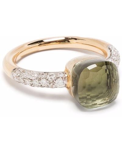 Pomellato 18kt Rose And White Gold Nudo Diamond And Prasiolite Ring - Metallic