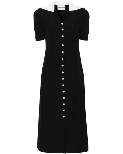 Miu Miu Shirt Dress With Diamanté Buttons - Black