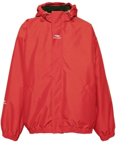 Balenciaga Chaqueta de esquí con capucha y logo estampado - Rojo
