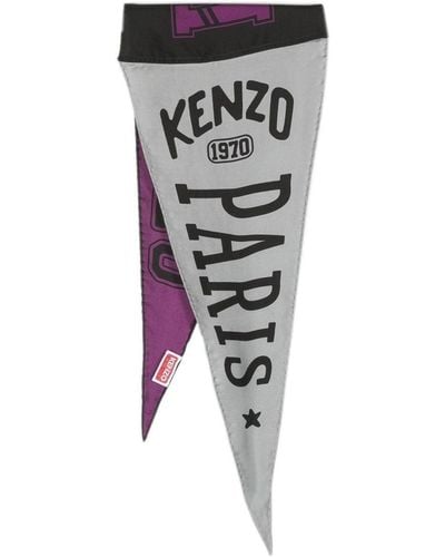 KENZO Logo-print Silk Scarf - Black