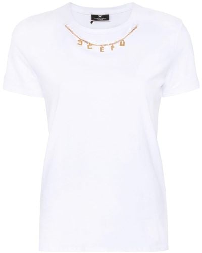 Elisabetta Franchi T-shirt à chaines logo - Blanc