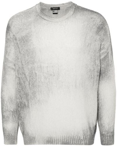 Avant Toi Stained Crew Neck Jumper - Grey