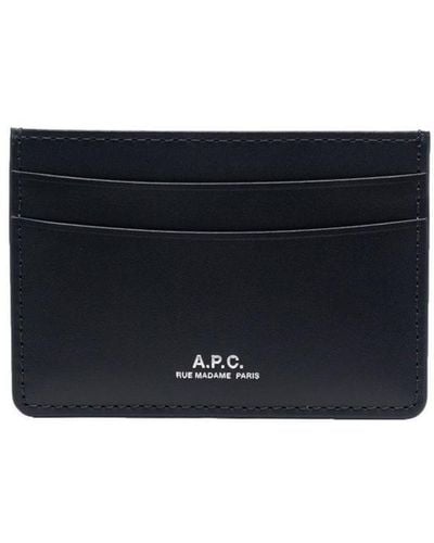 A.P.C. André Leather Cardholder - Blue