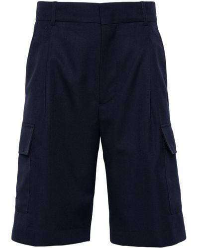 Drole de Monsieur Mid-rise Twill Cargo Shorts - Blue
