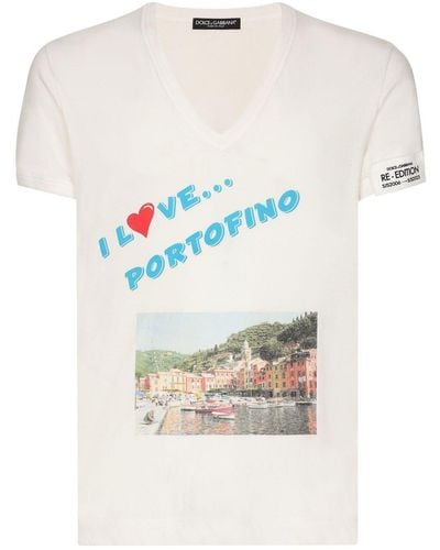 Dolce & Gabbana Portofino Print Re Edition T Shirt - Weiß