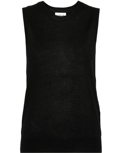 P.A.R.O.S.H. Crew-neck Fine-knit Tank Top - Black