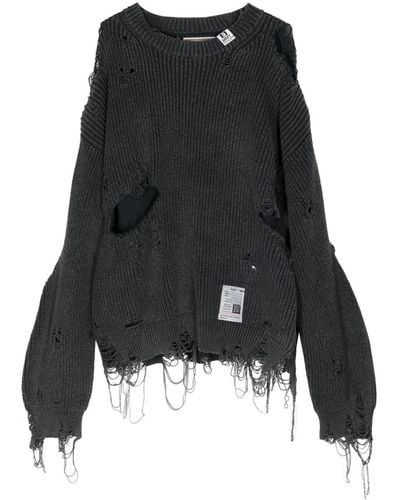 Maison Mihara Yasuhiro Distressed Ripped Sweater - Black