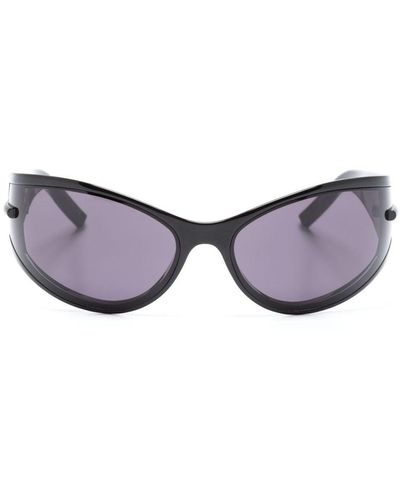 Givenchy Logo-engraved Shield-frame Sunglasses - Black