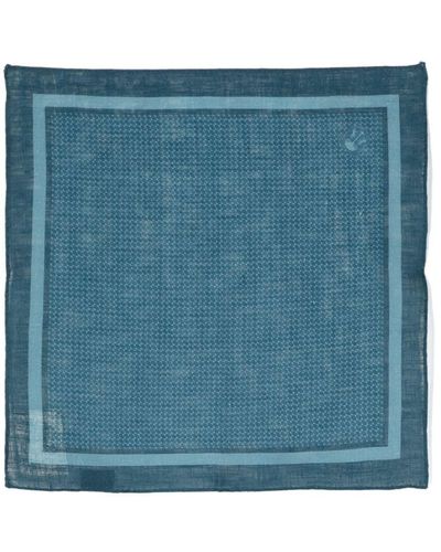 Corneliani Mouchoir de poche en lin à imprimé graphique - Bleu