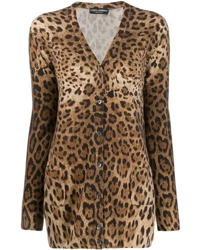 Dolce & Gabbana Cardigan mit Leoparden-Print - Braun
