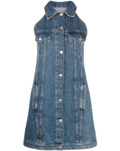 Moschino Jeans Mini-jurk Met Logopatch - Blauw