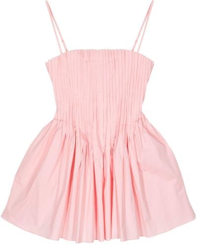 STAUD Bella Pintucked Minidress - Pink