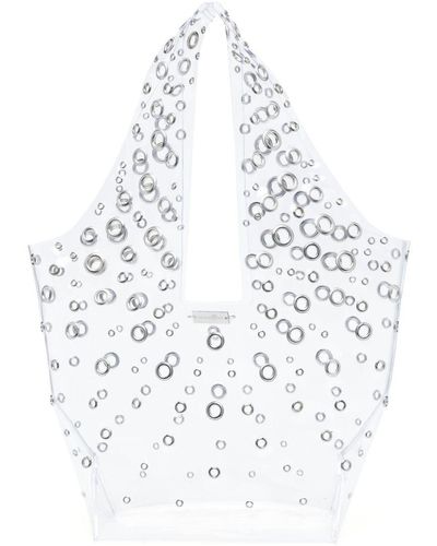 Rabanne Eyelet-embellished Transparent Tote Bag - White
