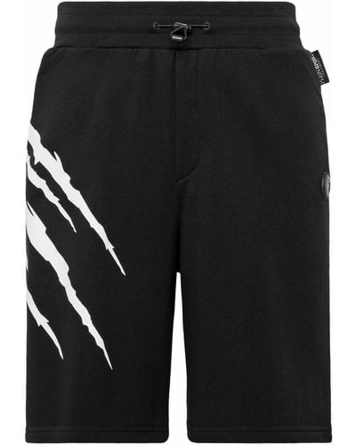 Philipp Plein Shorts Scratch con vita elasticizzata - Nero