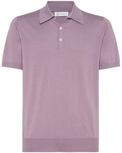 Brunello Cucinelli Cotton Polo Sweater - Purple