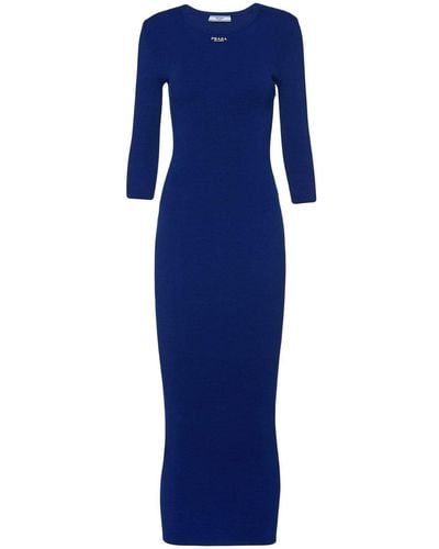 Prada Ribbed Body-con Dress - Blue