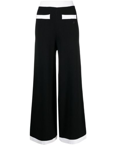 Karl Lagerfeld Pantalones anchos con ribete en contraste - Negro