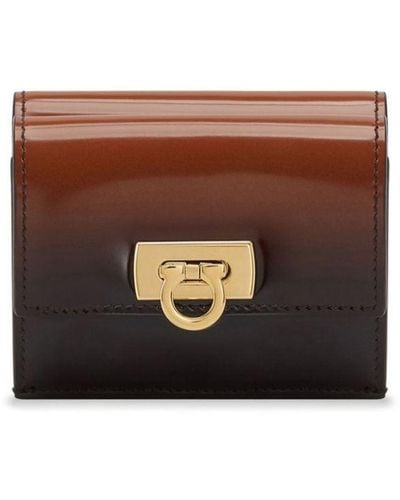 Ferragamo Gancini Leather Gradient Wallet - Brown