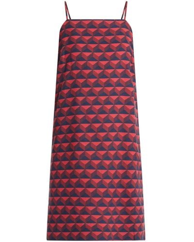 Lacoste Geometric-print Logo-appliqué Minidress - Red