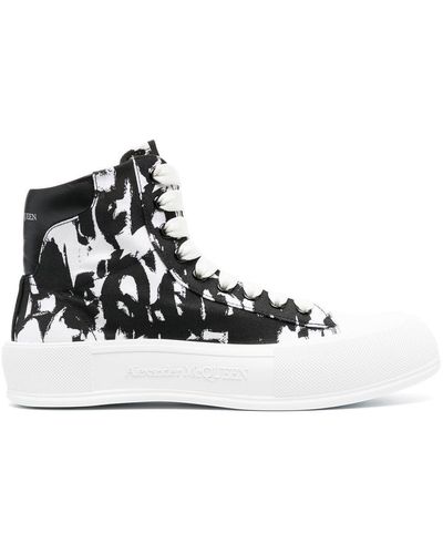 Alexander McQueen Deck Plimsoll High-top Sneakers - Zwart