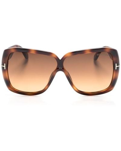 Tom Ford Tortoiseshell-effect oversize-frame sunglasses - Marrón