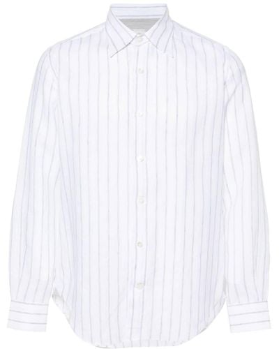 Eleventy Pinstriped Linen Shirt - White
