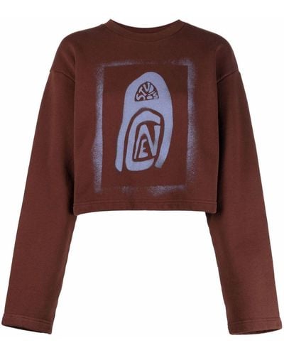 Acne Studios Sweater Met Logoprint - Bruin